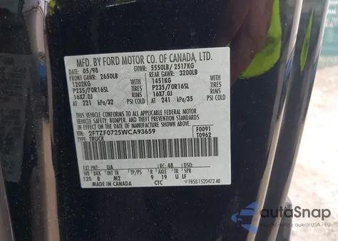 1998 Ford F-150 Xl/Xlt z USA, uszkodzony, nr VIN 2FTZF0725WCA93659